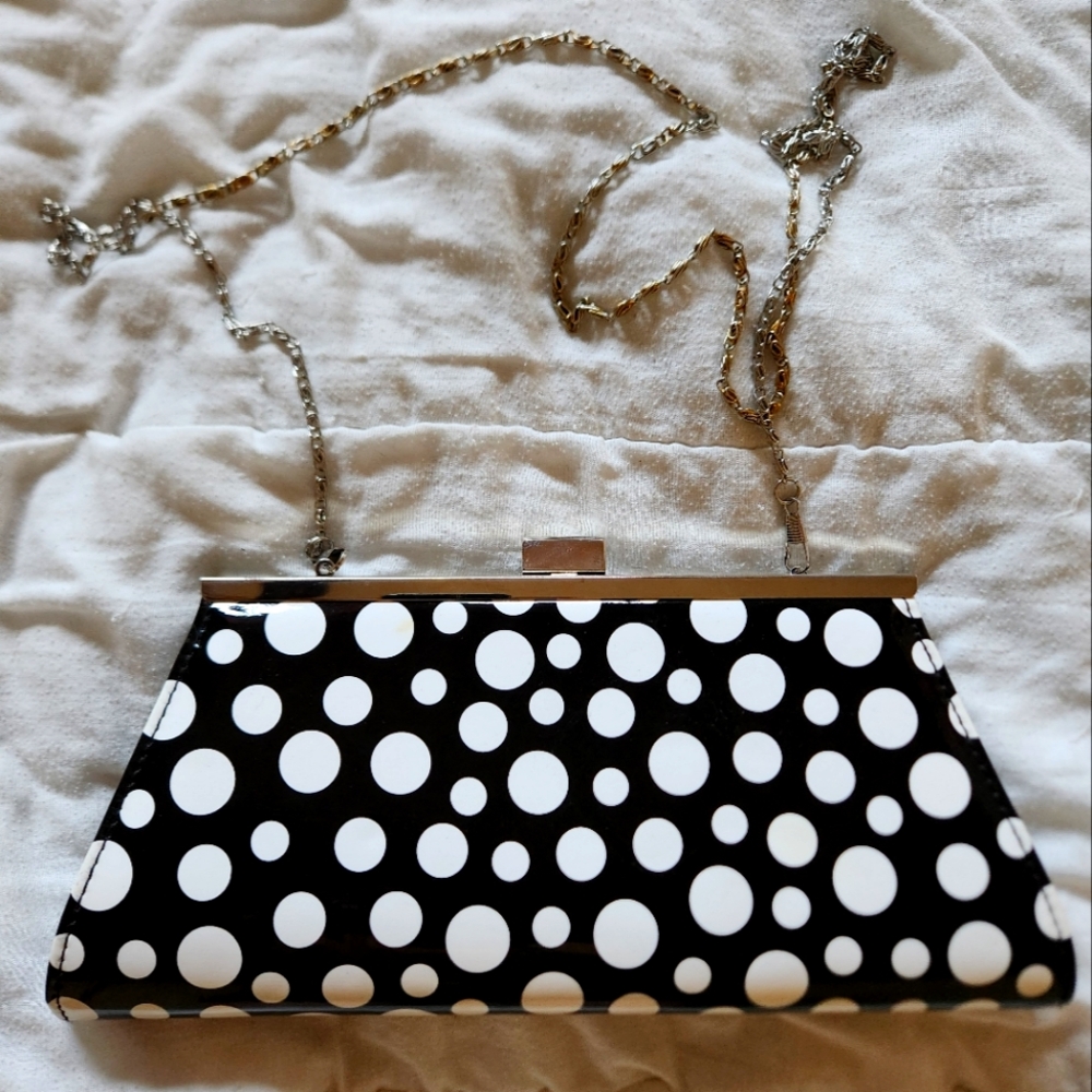 Nieman Marcus Black & White Polka Dot Clutch